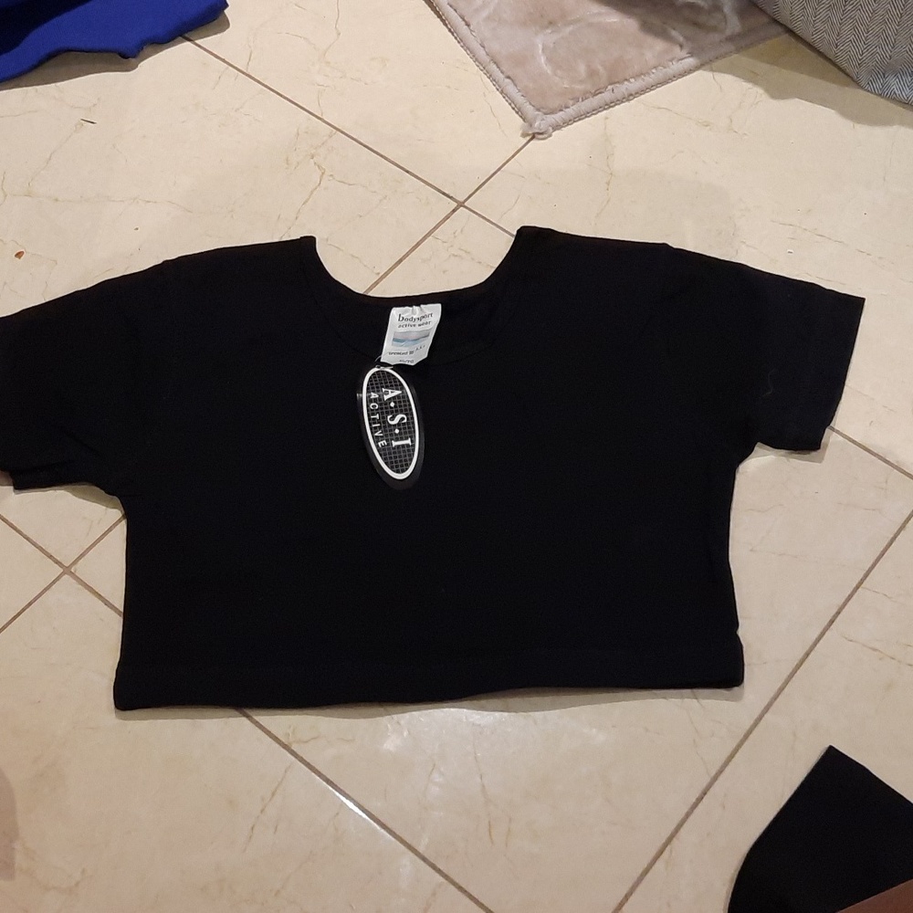 AUTHENTIC GENUINE SEXY BLACK LEOTARD CHEERLEADER CROP TOP XL teens